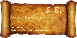 Solcz Balázs névjegykártya